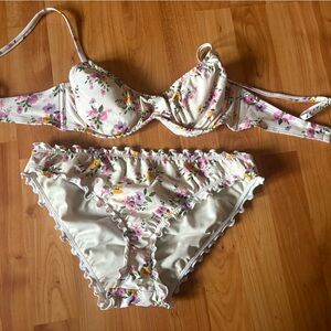 34B Floral Bikini with Ruffle Trim